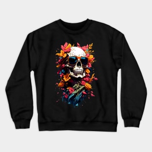 Illustration a Skull wearing trendy sunglasses Crewneck Sweatshirt